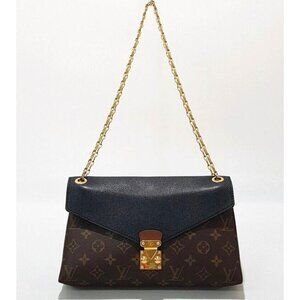 Pre-owned Louis Vuitton Monogram Canvas Pallas Chain Bag Brown Black